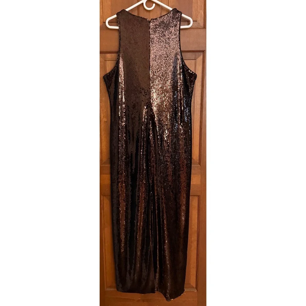 Banana Republic Sequined Evening Gown Dress Womens XL (16-18) Brown Wedding Prom